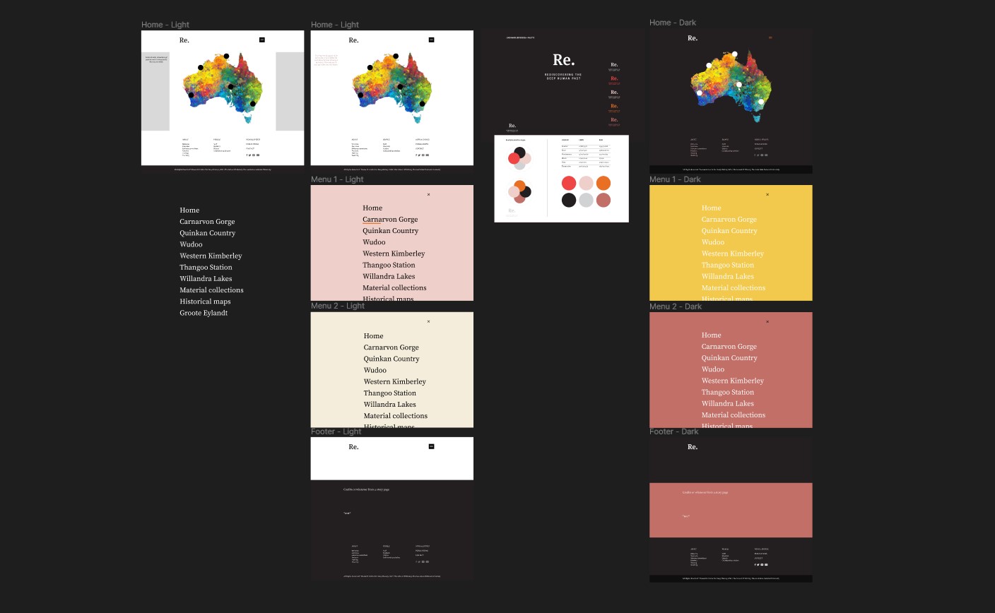 Homepage and menu mockups